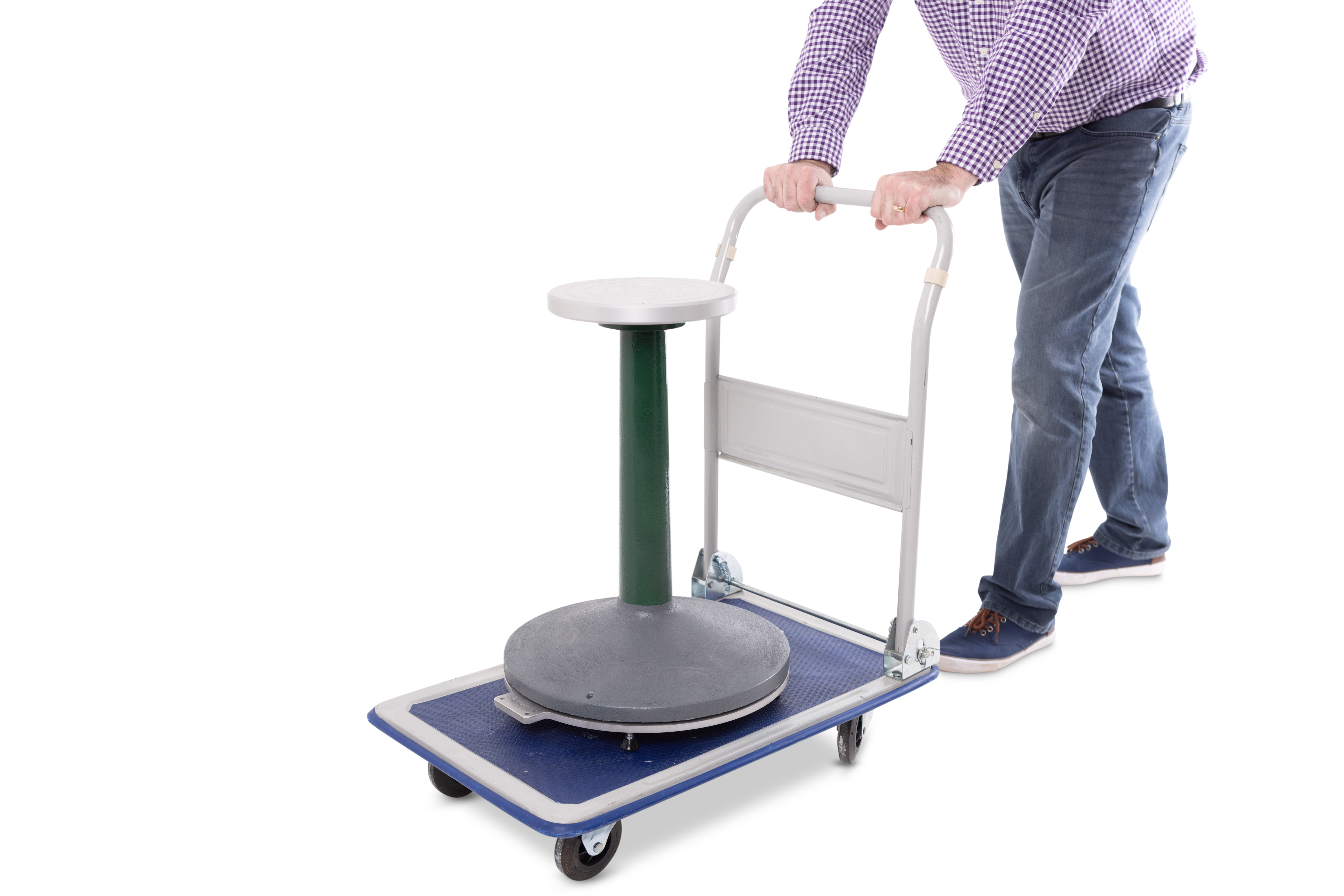 THEGOGO turntable being transported on included platform trolley